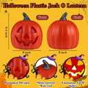 6 PCS 8.5 Inch Halloween Plastic Jack O Lantern Pumpkins Face LED Lighted Battery Operated Pumpkin Decoration Light Up Jack-o Lantern for Indoor Yard Lawn Garden Party Outdoor Porch (Orange)