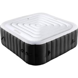 Tlswshsy 5.3 Ft Inflatable Hot Tub Cover- Energy Saving Lid for Square Hot Tub- Foldable Protective Rain Overflow Cover for Outdoor Inflatable Hot Tubs
