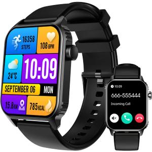 Smart Watch for Men Women(Answer/Make Call), 1.83" Smartwatch Fitness Tracker with Heart Rate/Sleep Monitor, SpO2, Pedometer - 100+ Sport Modes Activity Tracker for Android iOS Phones