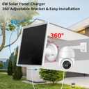 6W Solar Panel Charger, Solar Panel with Micro USB & USB-C Port for DC 5V Outdoor Rechargeable Battery Camera, IP66 Waterproof, 360 Adjustable Security Mount, 1PC
