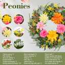 Spring Wreaths for Front Door 24 Inch, Artificial Summer Wreath with Dahlia and Peony for All Season Home Decor Easter Indoor Outdoor Wall Home Festival Celebrations