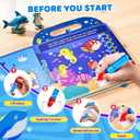 JoyCat Ocean Water Coloring Book for Toddlers 3-5, Reusable No-Mess Water Painting Book with Water Pen, 13 Activity Pages, Travel Toy Gift for Boys & Girls