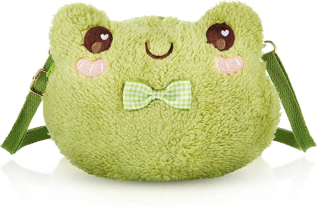 Mixweer Crossbody Bag Cute Plush Purse Backpack Kawaii Wallet Girls Cartoon Animal Lolita Bag with Chain Strap