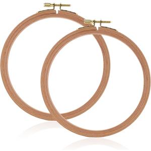 Clofiak 2Pcs 6 Inch Wooden Embroidery Hoops, Beech Cross Stitch Frame with Copper-Plated Screw, Embroidery Rings for Art Craft Sewing, Home Ornaments