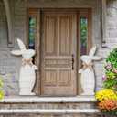Yerliker 2 Pcs Outdoor Easter Decorations for Porch, Large Wooden Easter Bunny Porch Signs Rustic Farmhouse Decoration Spring Party Supplies for Front Door Yard Garden Decor, H: 31.6 in and 27.56 in