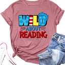 Reading Rainbow Tshirt Women Book Lover Shirts Take a Look It's in a Book Tshirt Reading Teacher Shirt (S)