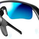 Bluetooth Sunglasses for Men & Women,UV400 Polarized Sports Glasses with HD Open-Ear Speakers,Voice Assistant and Detachable Sound Tubes for Cycling Golf Running Driving (Black)