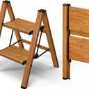 Taranta 2 Step Ladder,Aluminum Lightweight Folding 2 Step Stool with Anti-Slip Wide Pedal, 330lbs Capacity Step Ladder for Household,Kitchen,Office - Woodgrain