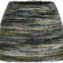 MakeMeChic Women's Brown Mini Skirts Winter Fuzzy Fur Bodycon Skirt Y2K Christmas Outfits Cowgirl Chic (Medium, Olive Green)