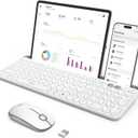 seenda Bluetooth Keyboard and Mouse for iPad, CTU-301 Wireless Multi-Device Connection Bluetooth+2.4G Keyboard Mouse Combo with Tablet Holder for iPad/ MacBook/ Windows, iOS/ Andriod/ Phone, White