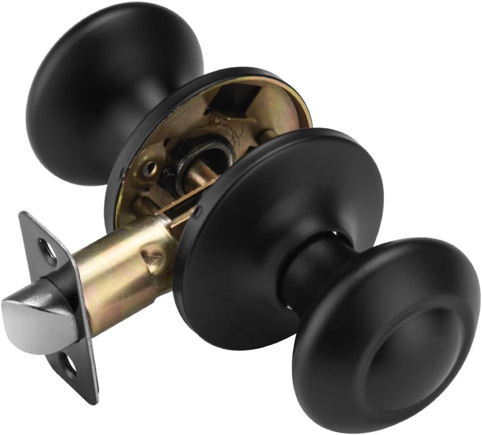 Black Door Knobs Interior, Non Locking Hall Door Knob, Vintage Door Handles Door Lever (1)