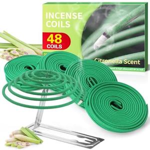 STRN Citronella Coils - Natural Lemongrass Coil Incense for Outdoor & Indoor Use, 40 Coils + 2 Holders - Ideal for Backyard, Patio, & Garden Relaxation