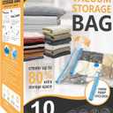 Cozy Essential Vacuum Storage Bags, 80% Compression Vacuum Seal Space Saver Plastic Packaging Bags for Clothes, Blankets, Pillow, Bedding, Comforters, Sealer Clothing Storage,10 Jumbo