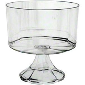 Essentials Clear Plastic Elegant Pedestal Trifle Bowl 120 Oz