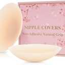Not Sticky Medical-Grade Silicone Nipple Covers, Natural Grippy Fit Body, Reusable Seamless No-Show Pasties With Travel Box, Size B-DD(3.94In)
