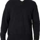 Amazon Essentials (Demi's Pick Men's Regular-Fit Cotton Blend V-Neck Sweater (X-Large, Black)