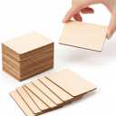 100 Pcs Unfinished Wood Pieces Blank Wood Squares Round Corner for Painting Writing Carving Letter Scrabble DIY (2.08 x 1.37 Rectangle)