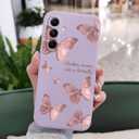 for Samsung Galaxy A54 5G Case, Floral Pattern Design Anti Fingerprint Soft Phone Cover for Samsung A54 5G, Butterfly Purple