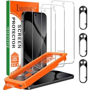 IMBZBK [Auto-Dust Removal] 3 Pack Screen Protector for Google Pixel 10 Pro XL [Phone Case Friendly], 3 Tempered Glass Camera Lens Protector Accessories, Military Grade Shatterproof