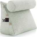 Bed Wedge Reading Pillow, Adjustable Reading Throw Cushion Triangular Pillow Wedge Couch Pillow for Lumbar Neck Back Support Pillow with Removable Linen Cover (60CM)