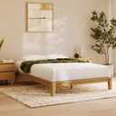 Nectar Bamboo Platform Bed Frame - Queen - Natural - Floating Center Support Legs - 12 Height - Easy Tool Free Set Up - Contemporary and Durable - Sturdy Wooden Support Slats - Holds Up To 800 Pounds