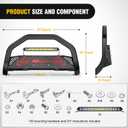 Nilight Bull Bar with Light fits Dodge Ram 1500 New Body 2019-2024 (Not fit Rebel,TRX,Classic & 20-22Diesel) Front Bumper Grille Brush Push Guard with Skid Plate Licence Hole Black