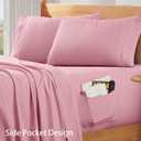 SiinvdaBZX Extra Deep Pocket Queen Sheets Set - Fits Mattress Up to 24 Inches Thick - 4 Piece Pink Deep Pocket Sheets for Air Mattress - Soft 1800 Thread Count Fitted Sheet with Side Pocket