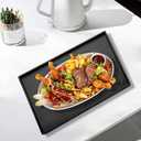 22 x 18 Inches Extra Large Solid Wood Serving Tray for Tea Coffee Table Snack Food Meals Serving Plate Kitchen Party Bar Breakfast Server with Raised Edges Black Wooden Decorative Ottoman Tray