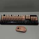 Wireless Keyboard and Mouse Combo, 104 Round Keys Cute Colorful Keyboard and Mouse with Retro Typewriter for PC/Mac/Laptop/Tablet/Computer/Windows Black