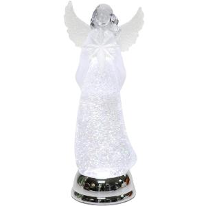 Christmas Angel Snow Globe Water Spinner LED Light Battery Operated Glitter Angel Figurine 12.8 Tabletop Christmas Decoration Holiday Home Dcor by Moments in Time