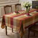 Rectangle Polyester Plaid Tablecloth, 60x102 Inches - Spillproof & Dust-Proof - Ideal for Indoor & Outdoor Use (Brown)