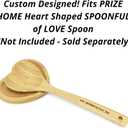 Heart Shaped Spoon Rest Large Engraved Bamboo Wood for Kitchen Utensils Wooden Vintage Country Tray Protects Countertop Fits Spoonful of Love Spoon