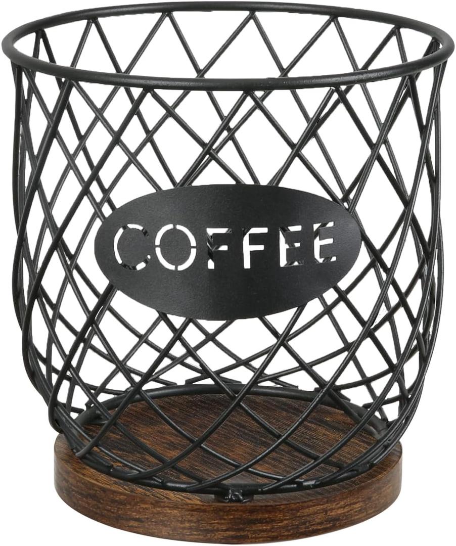 YINMIT K Cup Holder Organizer, Sturdy Coffee Pod Holder Organizer, 35 Kcup Large Capacity Storage Basket for Kitchen Counter and Office Desktop (Circular Grid)