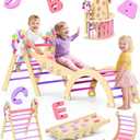 Pikler Triangle Set, 11-in-1 Montessori Climbing Toy for Toddlers, Foldable Wooden Indoor Jungle Gym & Playground Climber for Learning and Motor Skills (18 Months7 Years), Height: 1.8 meters