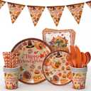 Friendsgiving Party Decorations,Friendsgiving Decorations Plates and Cups Napkins, Thanksgiving Party Decorations, Happy Friendsgiving Party Banner Decorations (happy friendsgiving Plates Cups)