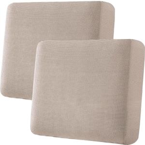 H.VERSAILTEX Super Stretch Individual Seat Sofa Covers Couch Slipcover Sets Thick Jacquard Textured Twill Fabric (2 Piece Large Sofa Cushion Covers, Sand)