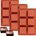 Ocmoiy 3Pcs Silicone Brownie Pan 2" x 2" x 1" Square Chocolate Baking Molds for Brownie Bites, Muffins, Fudges, Truffles, Keto Fat Bombs