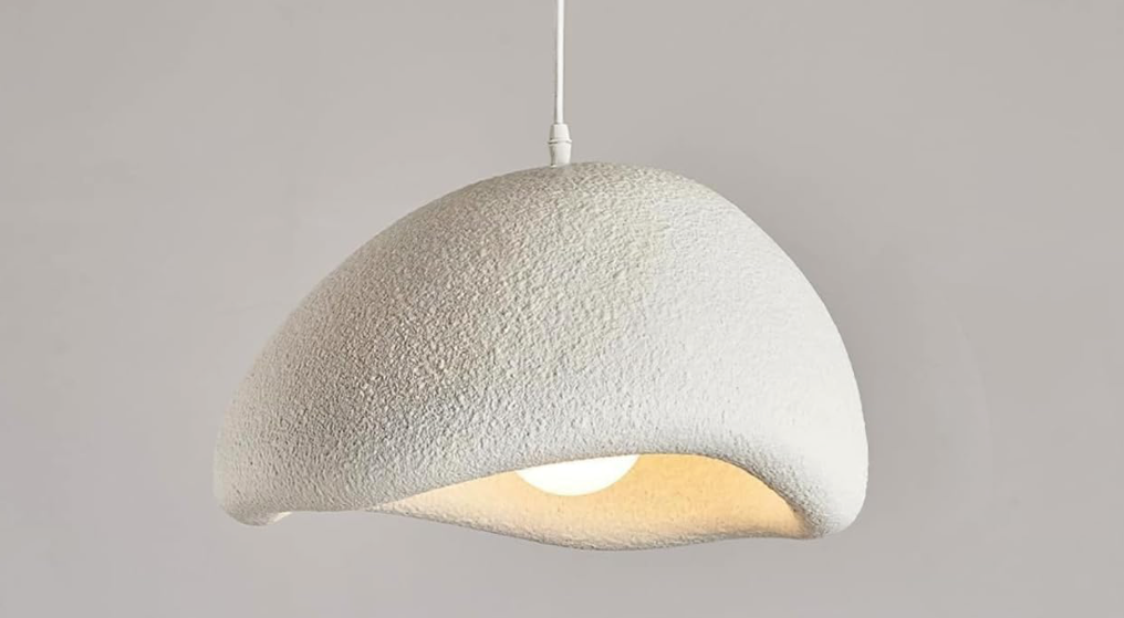 SEEAIRSHOP Scandinavian Pendant Light Kitchen Island Beige White Concrete Cement Look Pendant Light Dome Hanging Lamp Wabi Sabi Chandelier - Large