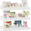Yirilan 3-Pack Scalloped Shelves, Nursery Shelves for Wall, Floating Nursery Book Shelves for Kids, White (3 Pack - 15.74 in)