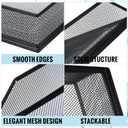Hicarer 2 Pcs Black Metal Letter Tray Stackable Desk Tray Single Wire Mesh Organizer Front Load File Paper Holder for Desktop Office Home School Classroom (12.8 x 9.84 Inch)