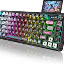 Redragon Wireless Mechanical Gaming Keyboard - Gasket-Mounted RGB Backlit, Custom Keys, 3-Mode(Bluetooth/2.4G/USB), Hot-Swap Pre-Lubed Switches, Screen & Control Knob - Cyber Mecha Style, Plasma Arc