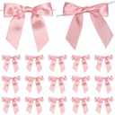 Pink Twist Tie Bows for Treat Bags 3.5" Pre-Tied Pink Bows Baby Pink Satin Ribbon Bows for Gift Wrapping Premade Bows for Crafts, Party Favors, Wedding, Baby Shower Decorations (50 Pack)