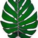 CHEZBABY Plant Stained Glass Night Light Plug into Wall Lamp Decorative Accent Nightlight for Hallway Bedroom Bathroom Kitchen Home Dcor(Monstera)