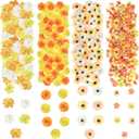 Cindeer 217 Pcs Mini Fake Heads Flowers Bulk Craft Fake Rose Daisy Heads Small Silk Artificial Flowers for Crafts Faux Decorations Flower for Art Crafts Wedding Party,2-4 cm(Yellow Series)