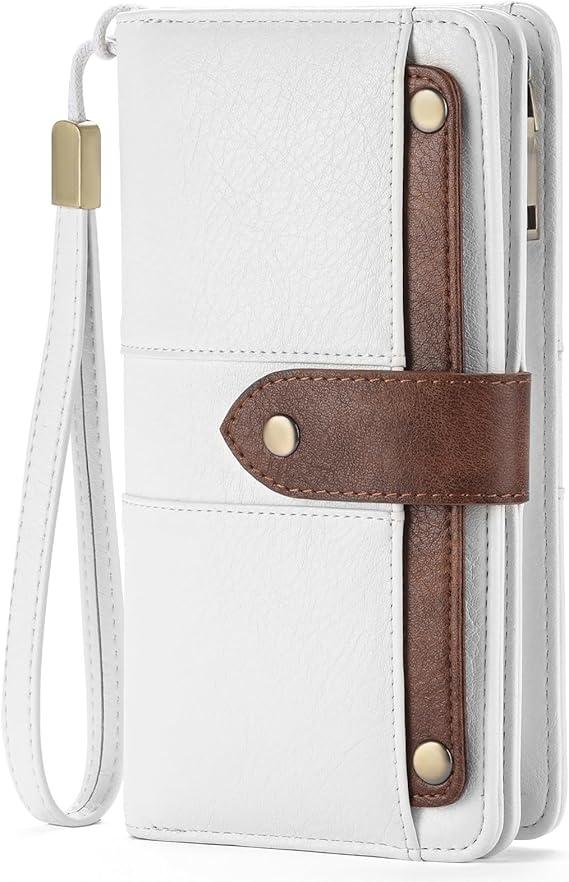 FALAN MULE Womens Leather Wallet Large Capacity Bifold RFID Blocking Card Holder with Zipper Coin Pocket