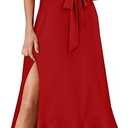 ANRABESS Women's Square Neck Ruffle Split Midi Elegant Formal Wedding Guest Cocktail Bridesmaid Graduation Party Dresses (X-Large, Red)