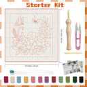 BEUNITONE 2 Sets Flower Punch Needle Kits Butterfly Beginner Punch Embroidery Kits with Frame Embroidery Starter Kits Punch Stitching Kit with Instruction for Wall Hanging Painting 9.4'' x 9.4''