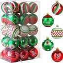 30 Christmas Decoration Ball Painted Ball Set, Multicolor Christmas Tree Pendant Assembly for Party Decoration Pendant (Style 2 (Red/Green/White))