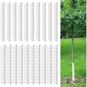 20 Pcs Tree Trunk Protector-2 Size Plastic Spiral Tree Guard Tree Trunk Protector Wrap Tree Bark Protector Tube Tree Wraps to Protect Bark Tree Saplings from Rodents Rabbit Mowers (White)