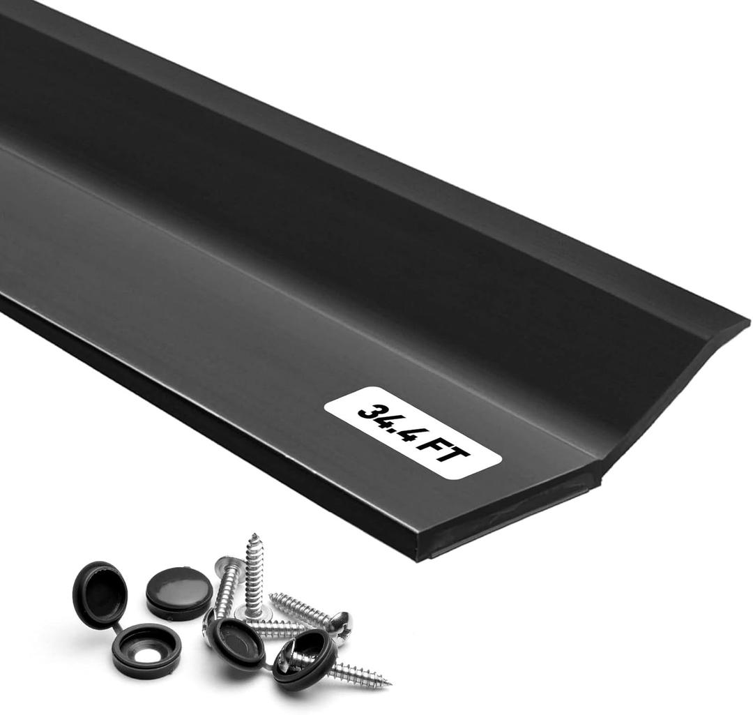 Garage Door Seal Top and Sides, 34.4FT Soft and Hard Composite Rubber Black Garage Door Weather Stripping Replacement, Universal Weatherproofing Garage Door Side Seal Strip